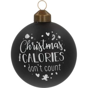 Glazen kerstbal 'Christmas calories don't count' | Zwart & wit