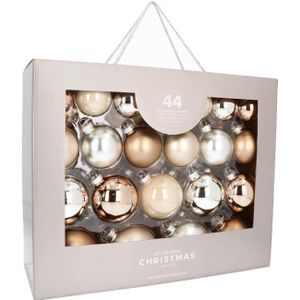Glazen kerstballen 44 st | 'Cosy mix' | 5-8 cm | In koffer