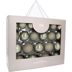 Glazen kerstballen 44 st | Cottagegreen | 5-8 cm | In koffer