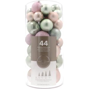 Kerstballen 44 st | Romantic mix | Kunststof | 5-8 cm | In koker
