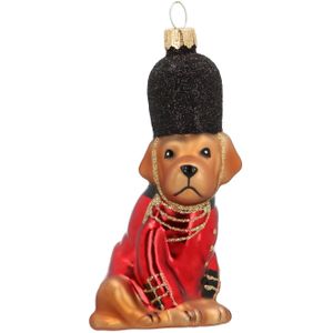 Luxe kerstfiguur Britse hond met uniform 10cm