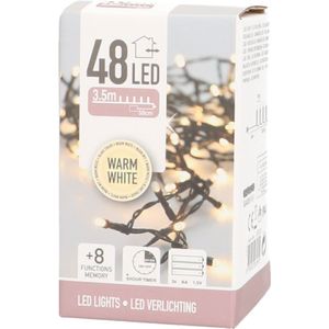Kerstverlichting | 48 LED | 3,5 m | Warm wit | Met timer | Op batterij | Binnen en buiten
