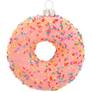 Glazen kersthanger donut | Oranje | 10 cm