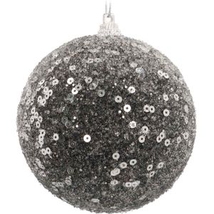 Kerstbal met pailletten | Zwart | 8 cm