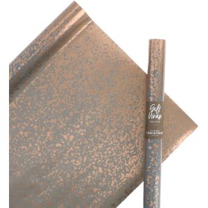 Inpakpapier grijs | Rosé gouden spetters | 200x70 cm