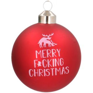 Glazen kerstbal | 'Merry F*cking Christmas'  | Rood | 8 cm