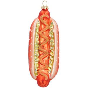 Glazen kersthanger hotdog | 14 cm