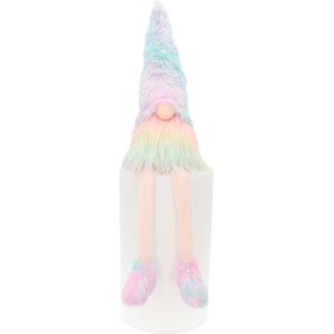 Regenboogkleurige zittende gnoom | Stof | 45cm