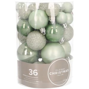Kerstballen set 36 st | Kunststof | 2,5 - 5 cm | Eucalyptus | In koker