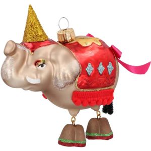 Glazen kersthanger circus-olifant | Handgeschilderd | Multi | 11 cm