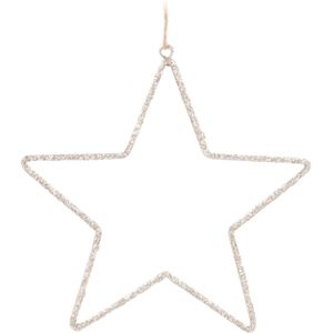Kersthanger metalen ster met kraaltjes | Champagne | 14cm