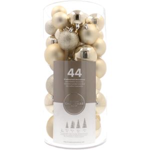 Kerstballen 44 st | Lichtgoud | Kunststof | 5-8 cm | In koker