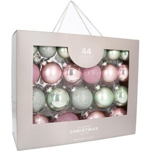 Glazen kerstballen 44 st | 'Romantic Mix' | 5-8 cm | In koffer
