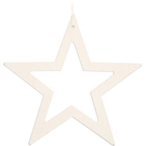 Kersthanger houten ster | Wit | 15 cm