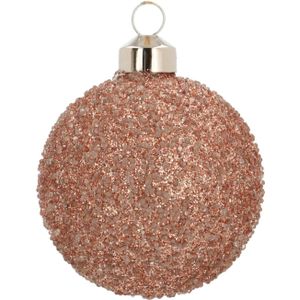 Luxe glazen kerstbal glitter | Koper | 8cm