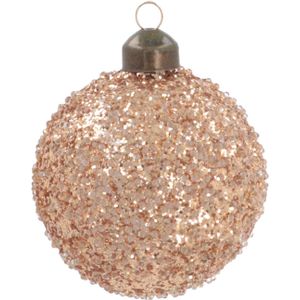 Luxe kerstbal glitter | Koper | Glas | 8cm