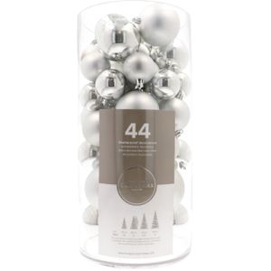 Kerstballen 44 st | Zilver | Kunststof | 5-8 cm | In koker