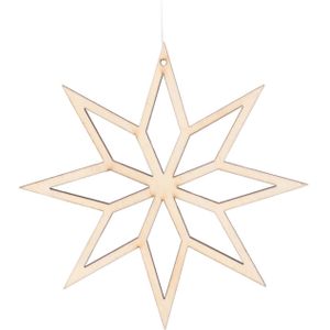 Kersthanger houten ster | Bruin | 12 cm