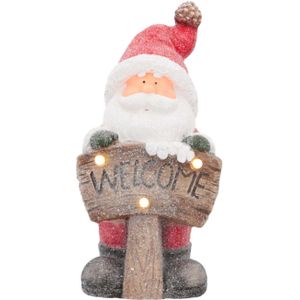 Kerstmanfiguur met 'Welcome' | Rood | Led-verlichting | 49cm