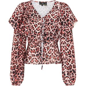 faina Blouse  beige / roestrood / zwart