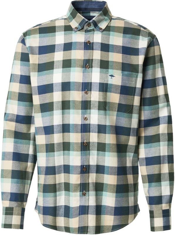 FYNCH-HATTON Overhemd  lichtbeige / navy / grijs gemêleerd / groen