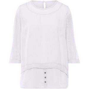 Blouse - Wit - 100% Polyester - Zonder Kraag - 3/4-Mouwen