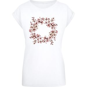 F4NT4STIC Shirt 'Rosa Frühlings Blumenkranz Dekor'  rosa / wit