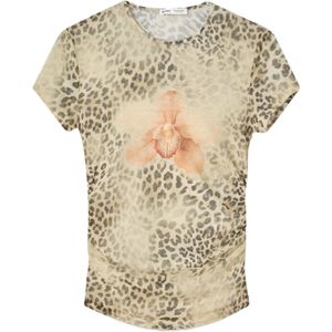 Bershka Shirt  ecru / donkerbruin / abrikoos / mandarijn