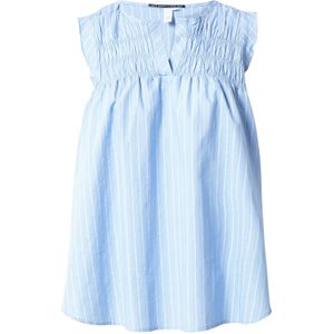 QS Blouse  lichtblauw / wit