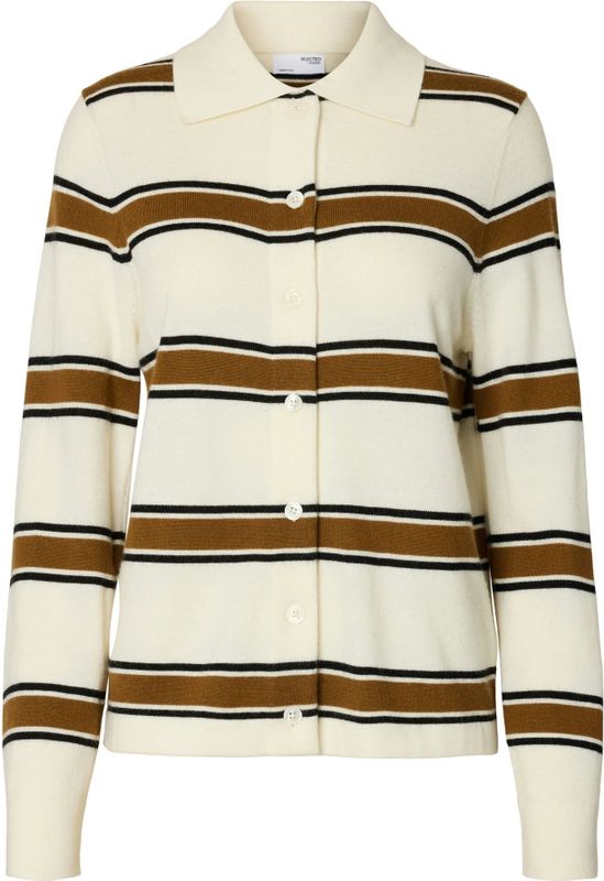 SELECTED Gebreid vest 'SLFThea'  crème / bruin / zwart
