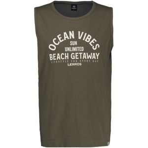 Lerros - Muscle-shirt - Aged Olive - Heren Tanktop met Borstprint