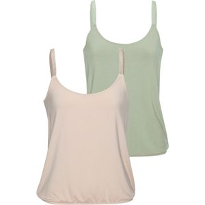Vivance - Top - Beige/Kaki - Set van 2 - Met Elastische Glitters van Zachte Viscose-Stretch