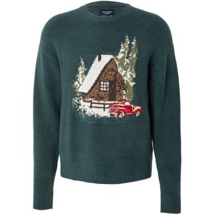 Abercrombie & Fitch Trui 'HOLIDAY NOVELTY'  bruin / donkergroen / rood / wit