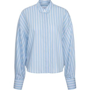 Lichtblauw - Blouse - Lange Mouwen - Oversized - Kraag