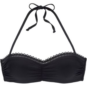 Bandeau Bikini - Zwart - Gehaakt Randje - Gewatteerd Met Beugel