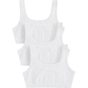 Next Top - Effen - Haltertop - Wit - 3 Pack