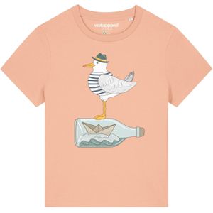 Watapparel Shirt ' Möwe mit Hut '  gemengde kleuren / abrikoos