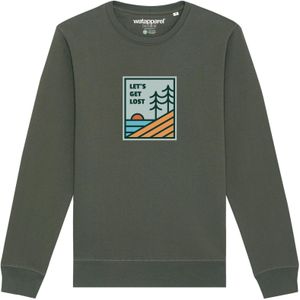 Watapparel Sweatshirt ' Let's Get Lost '  olijfgroen / gemengde kleuren