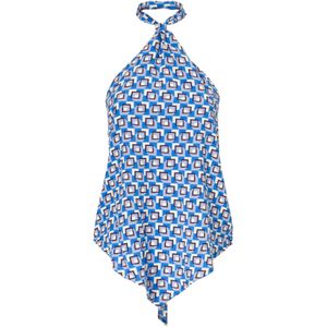 Influencer Top  blauw / navy / oranje / wit