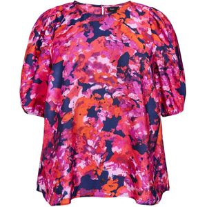 Zizzi Blouse 'Molia'  marine / oranje / pink