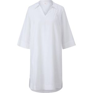 Cocktailjurk - Effen - Linnen - Plooien - Driekwart Mouw - Losse Pasvorm