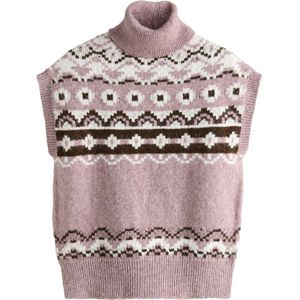 Next Trui  donkerbruin / rosa / wit
