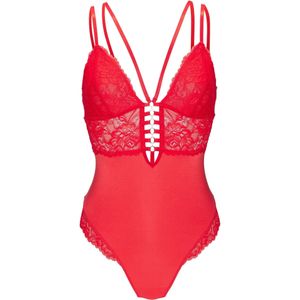 Jette Joop - Stringbody - Rood - Sexy Lingerie - Fijn Jacquardkant