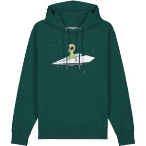 Watapparel Sweatshirt ' Alien on a paper plane '  petrol / gemengde kleuren