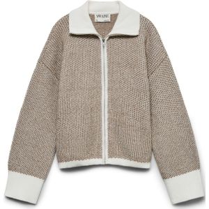 VERO MODA Gebreid vest 'AWOllie'  camel / wit