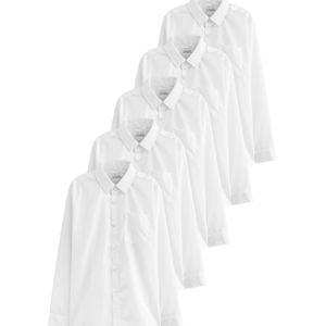 Next - Overhemd - Wit - 5 Pack - Regular Fit - Lange Mouw