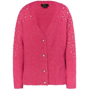 faina Gebreid vest  pink / parelwit