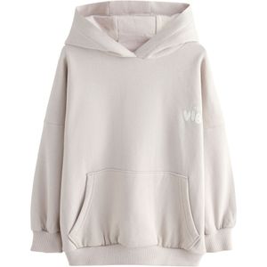 Next - Sweatshirt - Greige/Wit - Capuchon - Wijde Pasvorm
