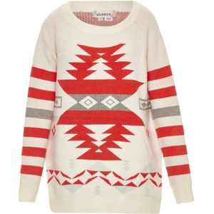ebeeza Trui  beige / grijs / bloedrood