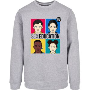 F4NT4STIC Sweatshirt 'Sex Education Teen Illustrated Netflix TV Series'  blauw / geel / grijs / zwart